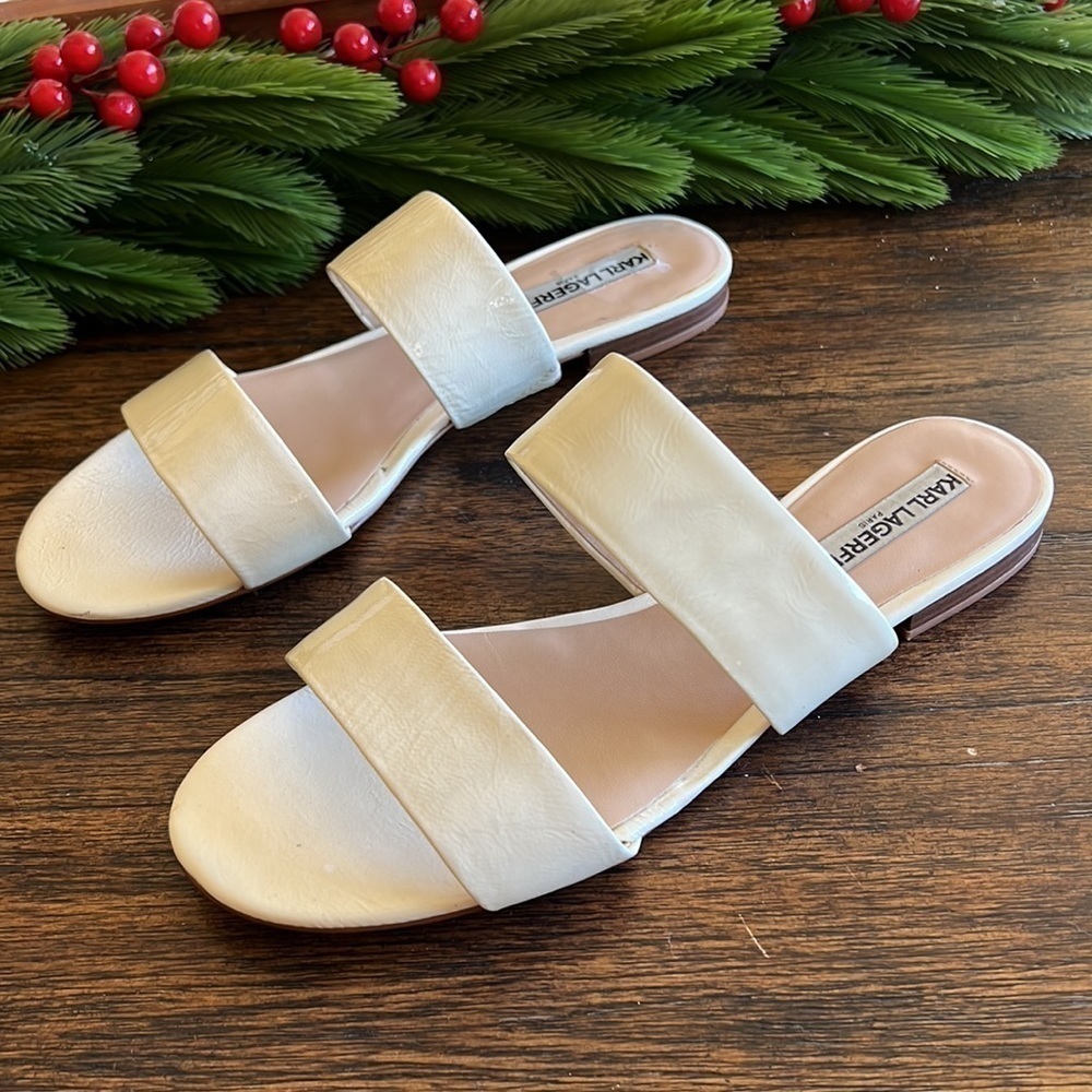 karl lagerfeld white sandals | size 9.5